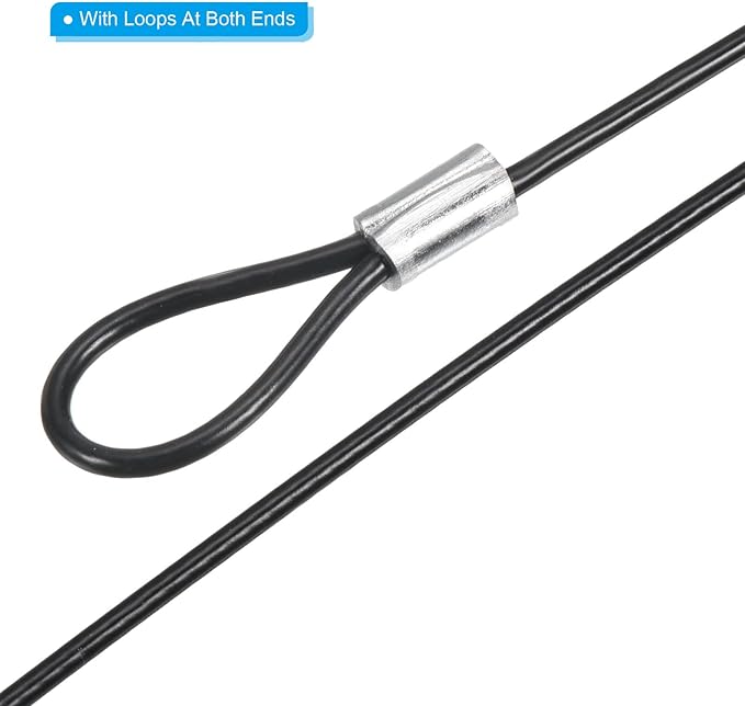 PATIKIL 4 Inch Safety Cable Lock, 10 Pack Stainless Steel 2mm Dia Security Wire Rope with Double Loop for Stage Lighting Luggage Lock Black - Image 5