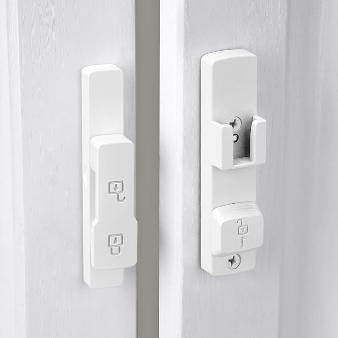 White 180 Degree Barn Door Lock,Flip Gate Latches Hardware | Zinc Alloy Door Lock,Sliding Door Latches,for bedroom,drawer,pet enclosures,cabinet,garage,window - Image 7