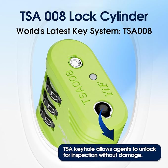 SURE LOCK TSA Approved Luggage Lock – 3-Digit Resettable Combination Padlock with Open Alert Red Dot, Large Easy-Read Dials for Suitcases, Backpacks, Gym & School Lockers (Green 4 pk) - Image 6