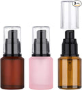 Segbeauty 1oz Frosted Glass Travel Lotion Bottles for Toiletries, 3 Pack Empty Travel Size Pump Bottle Cream Container, 30ml Small Refillable Makeup Pump Dispenser Cosmetic Containers, Mixed Color by Segbeauty