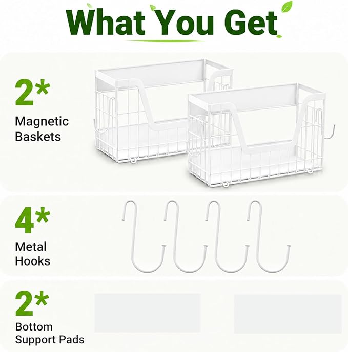 UFORU Magnetic Shelf for Fridge, Strong Magnet Storage Rack for Kitchen | 2 Pack Set, Holds Up to 30 lbs, Spacious Hollow Basket Design, Upgraded Material, Durable Construction, Space-Saving Storage - Image 8
