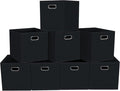 Fabric storage bins Cubes, Fabric Cube Organizer with Handle, Foldable Cube Bins for Cloth or Accessary Storage, 11x11x11, Set of 8, (Black) by Yunkeeper