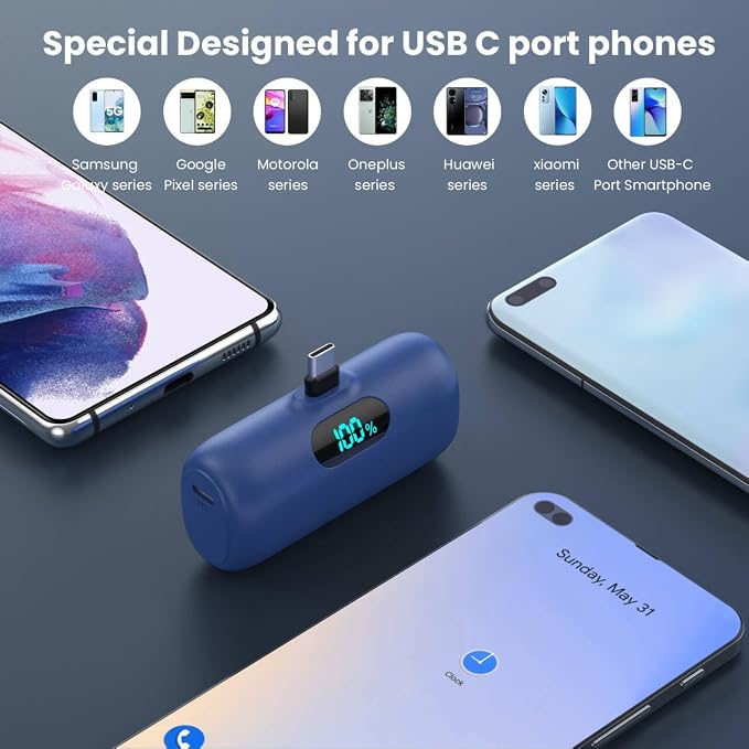 [2-Pack]Portable Charger for iPhone 17/16/15,Mini Power Bank 5000mAh PD USB C Portable Phone Charger,Travel Essential Battery Pack for iPhone 17/17 Air/16/16 pro/15/15 pro Max/Android/Samsung/Moto/LG - Image 3