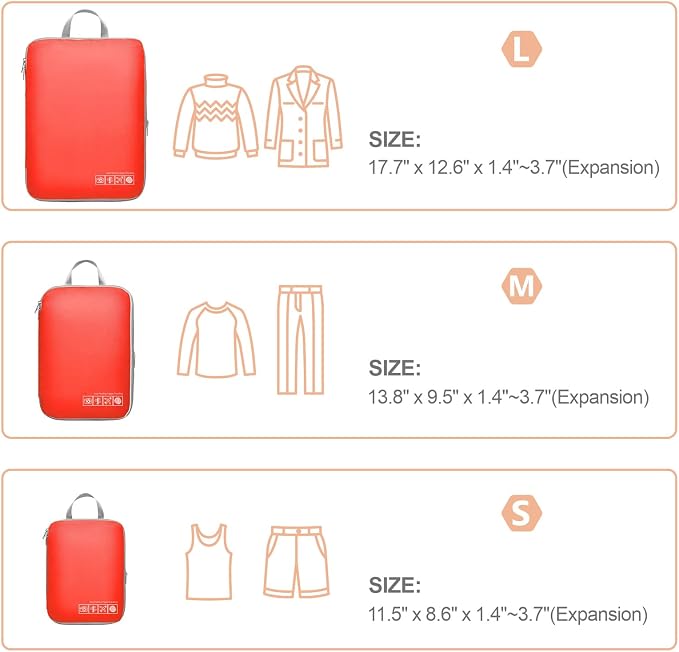 Cambond Compression Packing Cubes for Travel - Luggage Suitcase Organizer | Compression Zip Design for Space-saving, Expandable, Lightweight, Keep Clothes Sorted, Luggage Space Tidy, Carry on Pack Fast - Image 2