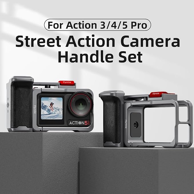 Handle Grip Cage Kit for DJI Osmo Action 5 Pro Accessories | for DJI Action 5 Pro Cage Case, Street Photography Quick Release Mount, Shutter Button, Cold Shoe, 1/4 Threaded Hole - Image 3