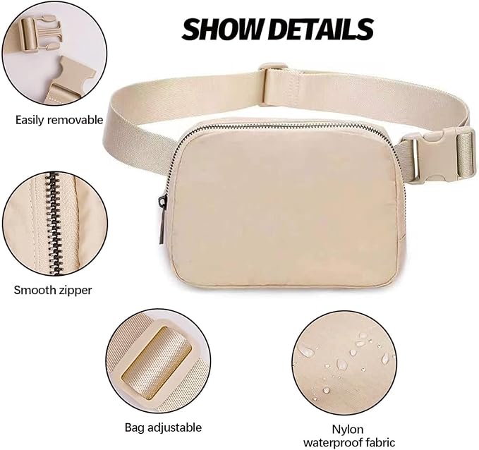 Belt Bag for Women Fanny Pack Dupes, Fashion Crossbody Waist Pack Bag with Adjustable Strap, Everywhere Belt Bag for Travel Outdoors Running Hiking（Khaki） - Image 4