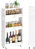XYZLVSI Slim Storage Cart, 4 Tier Narrow Kitchen Rolling Cart with Wheels | 5.1" W narrow shelf for small spaces, 13" bottom metal utility cart with handle for bathroom/laundry, skinny storage cart by XYZLVSI