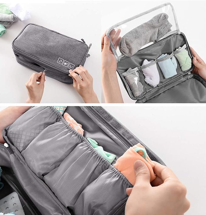 Portable Underwear Bra Storage Bag Waterproof Travel Organizers Multi-Layer Toiletry Packing Cube - Image 6