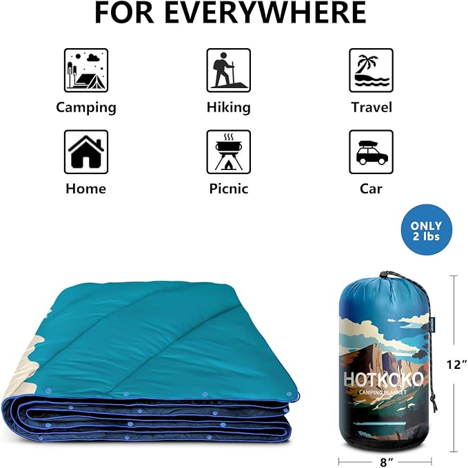 Puffy Camping Blanket,Large Camp Blanket Outdoor Camping Quilt Waterproof | Lightweight Printed Warm Packable Down Alternative Blanket for Camping,Traveling, Stadium, Hiking, Picnics - Image 7