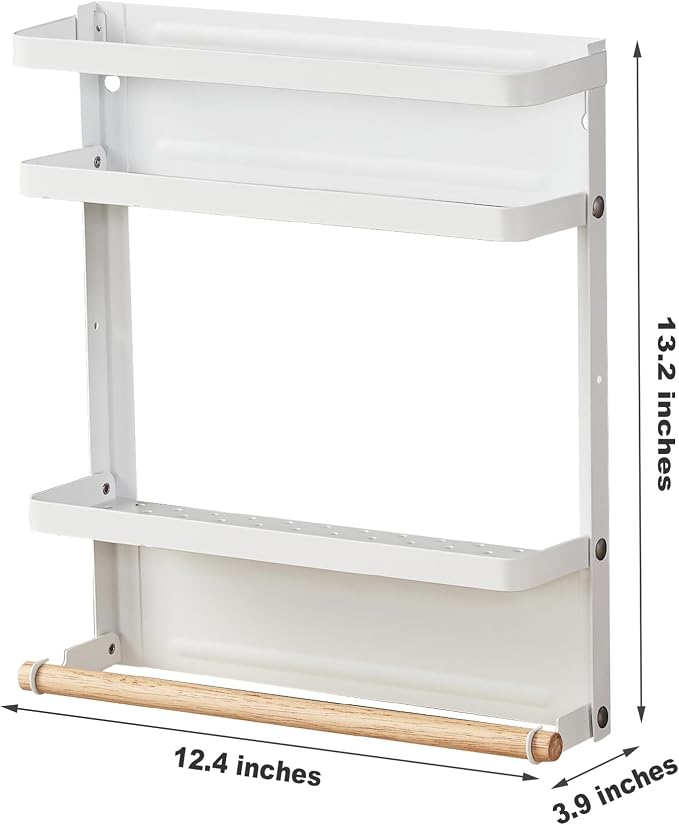 Magnetic Spice Rack Organizer Single Tier Refrigerator Spice Storage Shelf, Easy to Install The Side of The Refrigerator Can Hold spices, Jar of Olive Oil (White L) - Image 3