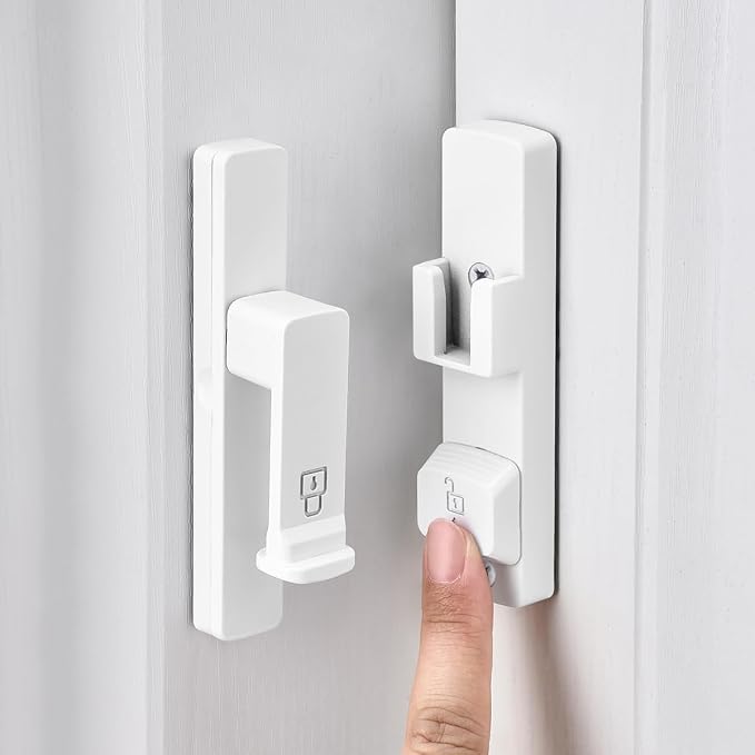 White 90 Degree Barn Door Lock,Flip Gate Latches Hardware | Zinc Alloy Door Lock,Right Angle Door Lock Latch,Sliding Door Latches,for bedroom,drawer,pet enclosures,cabinet,garage,window - Image 7