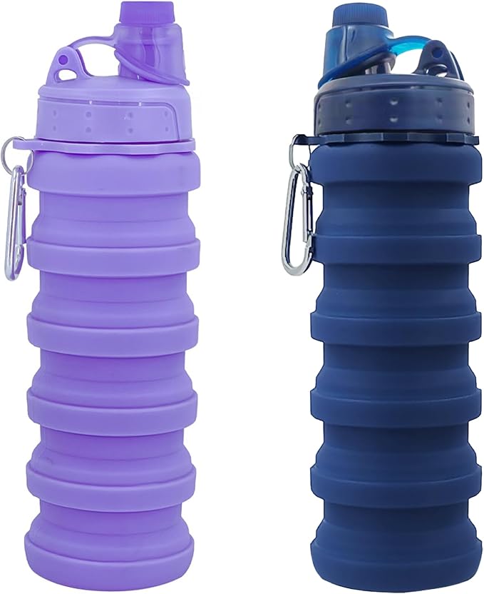 Collapsible Water Bottles Travel water bottle Sports Portable Sport Water Bottle Reusable Water Bottles comes with mountaineering Buckle 500ml silicone Water-proof camping water bottle by YCTMALL