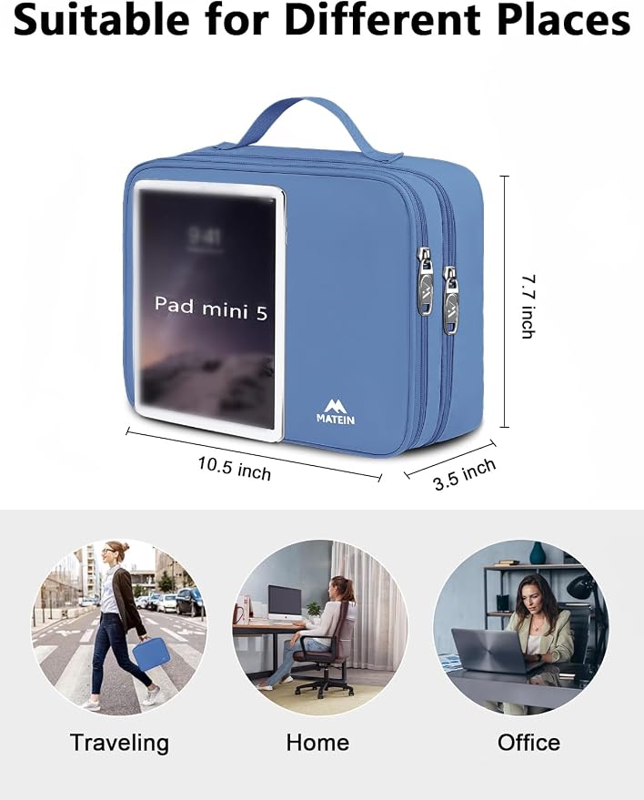 MATEIN Electronics Organizer Case, Cable Organizer Bag with Handle, Blue | Electronic Accessories Case for Cable, Cord, Tablet, Charger, Phone, Double Layers Tech Case Travel Gifts for Men and Women - Image 5