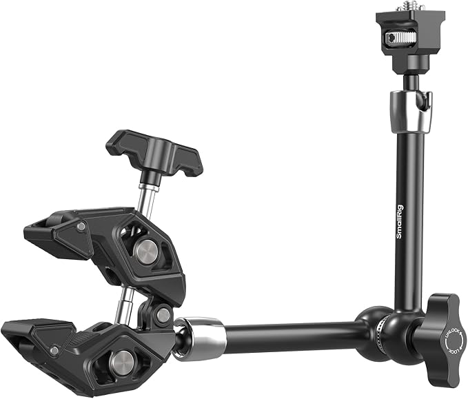SMALLRIG 12.9 Inches Magic Arm Clamp, with 1/4'' Screw & Anti-Deflection Retractable Pin, Clamp Mount for GoPro/for Insta360 /for DJI Action/for DSLR/for Light/for Monitor/for Phone - 5312 by SmallRig