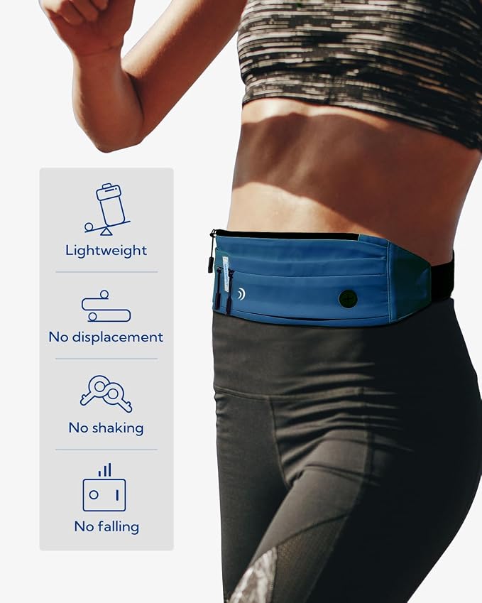 WATERFLY Running Belt Fanny Pack:Phone Holder Belt for Men Women | Lightweight, Soft and breathable fabric,SBS zipper, adjustable waist belt, Zero bounce, Suitable for running workout Fitness - Image 2
