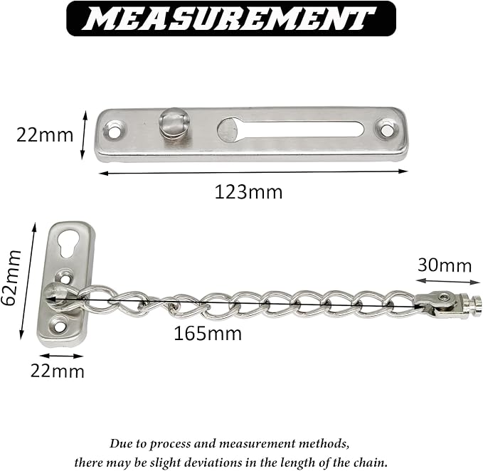 KAFENDA Security Door Chain Lock Sturdy Door Lock Latch for Inside Door Stainless Steel Hotel Door Lock with Spring Button Door Locks for Kids Safety Brushed Nickel - Image 4