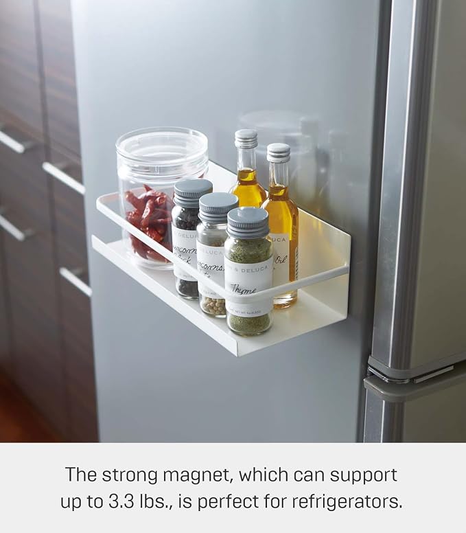 YAMAZAKI Home Magnetic Spice Storage Rack Organizer For Fridge - Steel | Magnetic storage rack organizer for fridge. Sleek steel construction with a strong magnetic mount. No assembly. - Image 3