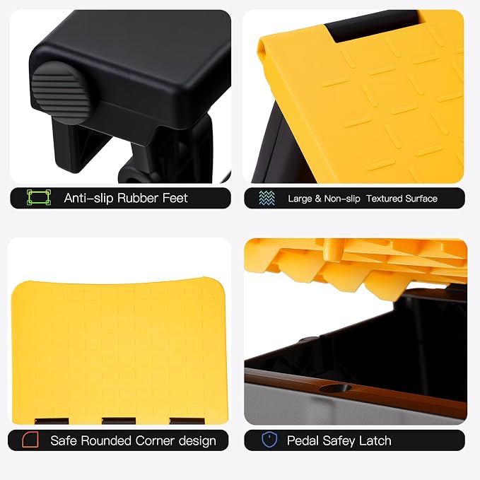 Korpai Folding 2 Step Stools,8" & 17" Dual Heights,Foldable Step Stool for Adults and Kids,Hold up to 250lbs,Collapsible Step Stool for Kitchen Bedroom Office Bathroom RV, Yellow - Image 3