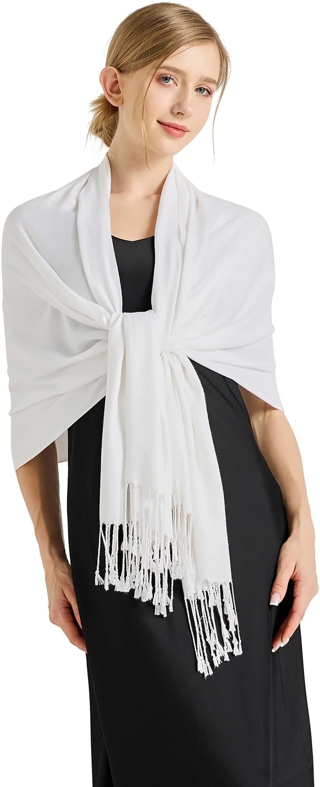 Soft Silky Pashmina Shawl Wraps Solid Colors Scarf for Wedding Evening Dresses - Image 4