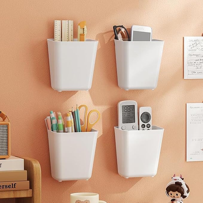 4 Piece Kitchen Cabinet Door Storage Box,Self Adhesive Wall Mounted Storage Box,Wardrobe/Bathroom/Refrigerator Small Items Organizer (Pack of 2) - Image 4