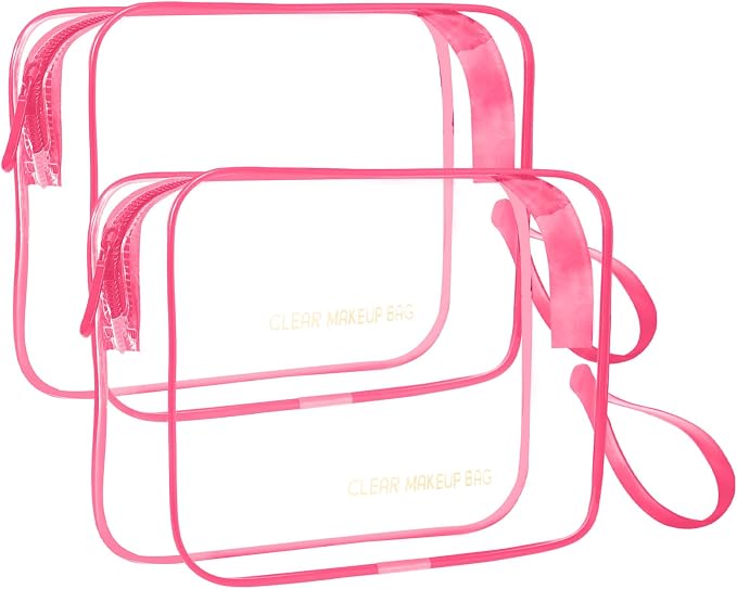 Icramsy Clear Makeup Bag,2 Pack TSA Approved Toiletry Bag for Women & Men | Portable Handheld Design, Waterproof, Airport Airline Compliant, Clear Toiletry Cosmetic Bag by Icramsy