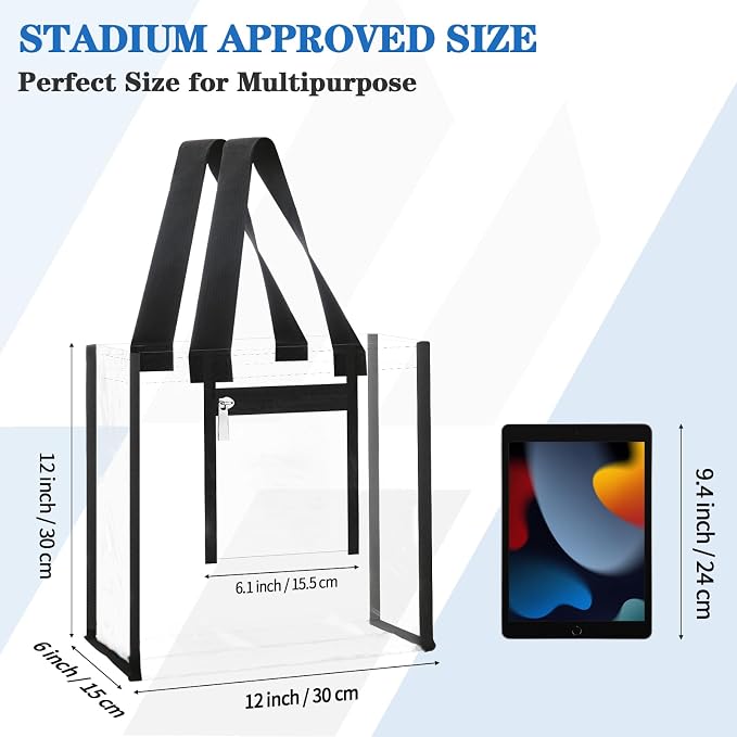 NATURAL STYLE 2 Pack Clear Stadium Approved Tote Bags, 12x6x12 Clear Bag for Concerts, Sporting Events, Music Festivals - Image 4