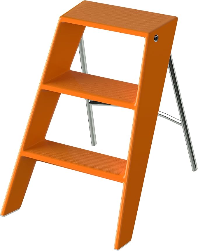 HOTEAGLE Modern Folding Chair - Multifunctional Design Doubles as Step Stool & Storage Shelf, Sturdy Engineering Plastic for Kitchen, Dining & Bistro,Orange - Image 3
