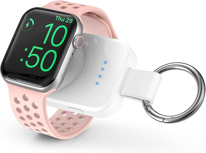 Portable Wireless Charger for Apple Watch Travel Magnetic iWatch Power Bank | 1000mAh Battery, On The Go, Keychain Accessories,Compact Smart Charging, for iWatch Series 11/10/9/8/7/6/5/4/3/2/SE,White by iVALUX