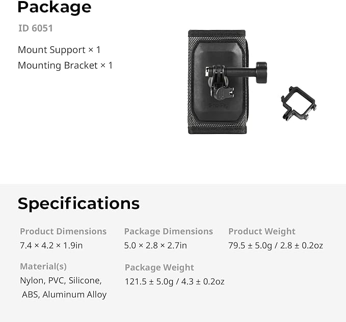 SMALLRIG Backpack Strap Mount w Cage for DJI Osmo Pocket 4P 4 3 | for Action 6/5 Pro/4/Nano, for Insta360 X5/4/3/Ace Pro 2, for GoPro 13/12/11, with Ball Head Action Cam Adapter Base - 6051 - Image 7