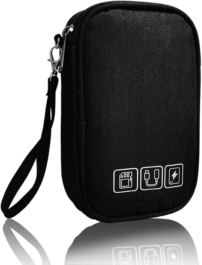 Electronic Organizer Bag Cable Organizer Travel Cord Organizer Case Pouch Portable Carrying Case for Charger Hard Drive Earphone USB SD Card (Black) by DUMEALAGR