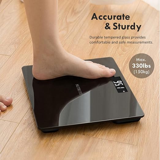 Digital Bathroom Scale for Body Weight 0.1lb with 2 AAA Batteries | 0.1lb Precision, 330lb Capacity, Backlit LCD Screen, Bath Scale for Accurate Weight Watching, Elderly Safe Home Use, Black - Image 3