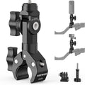NEEWER Motorcycle Bike Handlebar Clamp Action Camera Mount, CA161 | Heavy Duty Clip Holder, 1/4" Screw, 3 Prong Adapter, Compatible with Insta 360 X5 X4 Hero 13 12, POV Video Recording, CA161 by Neewer