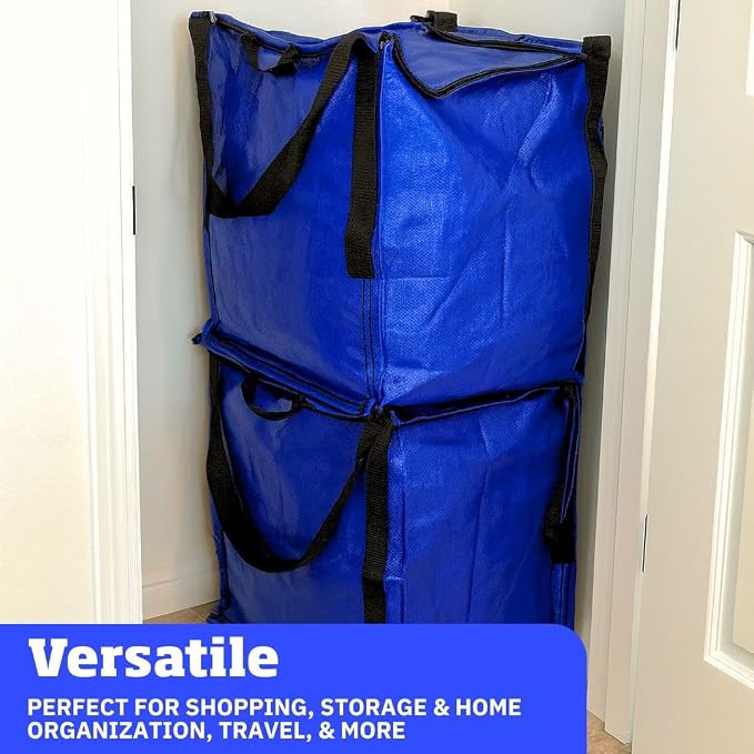 DURASACK 22-Gallon Zipper Top Heavy Duty Storage Tote Bags, 4-Pack, Blue | Rugged Woven Polypropylene Moving Bag, Reusable Self-Standing Design, Holds up to 500 Pounds - Image 4