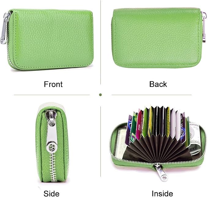 RFID Credit Card Holder Genuine Leather Credit Card Wallet with Zipper | RFID - Image 3