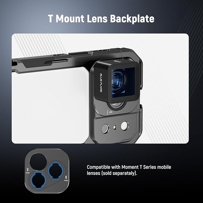 NEEWER Phone Cage Compatible with iPhone 17 Pro Max, Quick Release Video Rig Stabilizer Accessories with 67mm Filter Ring, 17mm Lens Backplate, T Mount Adapter, 4X Camera Control Cap, PA144 (Black) - Image 5