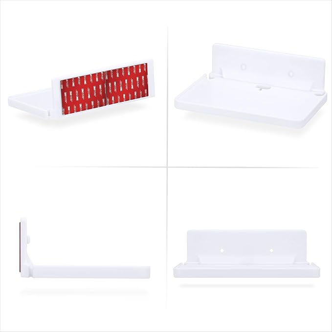 BRAINWAVZ 8” Shelf Wall Mount for Speakers, Security Cameras, Baby Monitors, Plants Toys & More, Floating Shelves, Adhesive & Screw-in (White) - Image 9