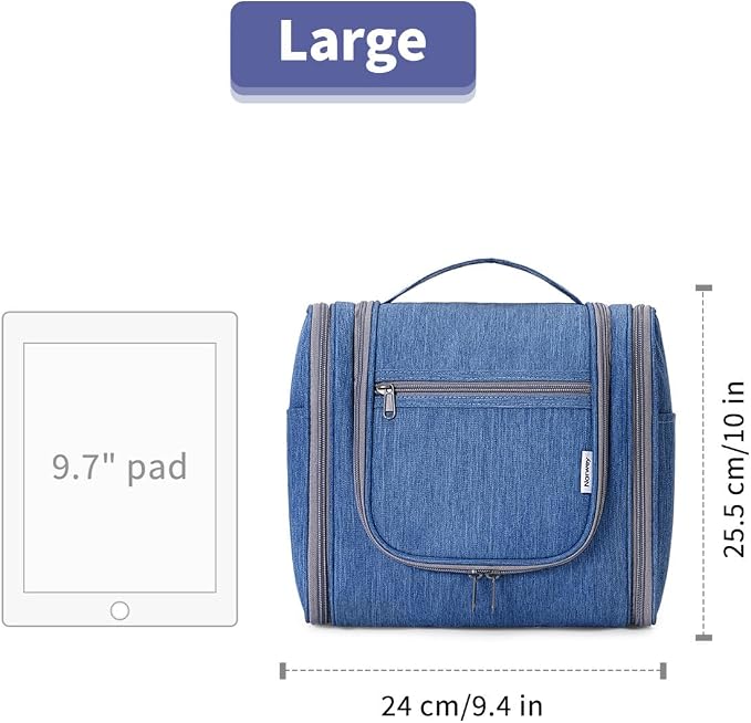 Narwey Hanging Toiletry Bag for Women Travel Makeup Bag Organizer Toiletries Bag Men for Cosmetics Essentials Accessories (Large, Navy Blue) - Image 7