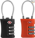 Luggage Locks TSA Approved 2 Pack, Small Padlock Combination, TSA Locks for Luggage, Travel Combo Padlock with Code, for Suitcase, Backpack Zipper, Locker, Gun Case (Black+Orange) by SpecializeinCombinationLock
