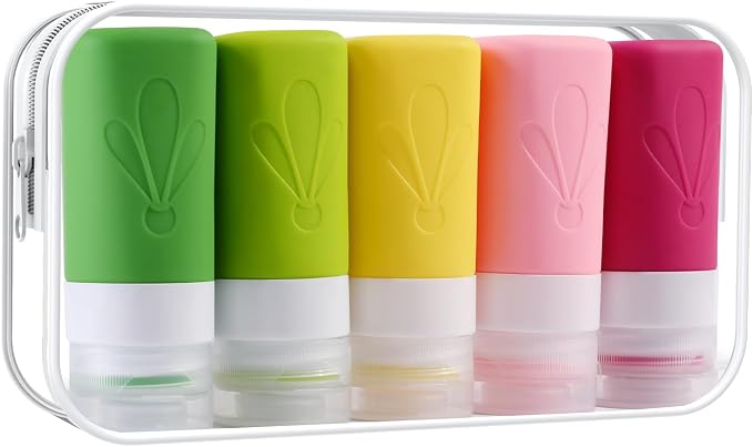 INSFIT Travel Bottles for Toiletries, TSA Approved 2oz Travel Size Toiletries, BPA Free Leak Proof Squeezable Silicone Tubes Travel Essentials for Shampoo Conditioner Lotion Soap by INSFITPortableTravelBottles