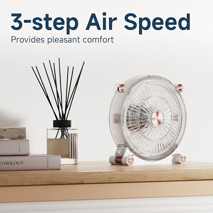 Desk Table Fan Electric Portable, USB Desk Fan, 3 Speed Quiet Personal Fan with 45° Adjustable Tilt, Mini Fan for Office Bedroom Travel, Lightweight & Compact, Easy Clean Design - Image 4