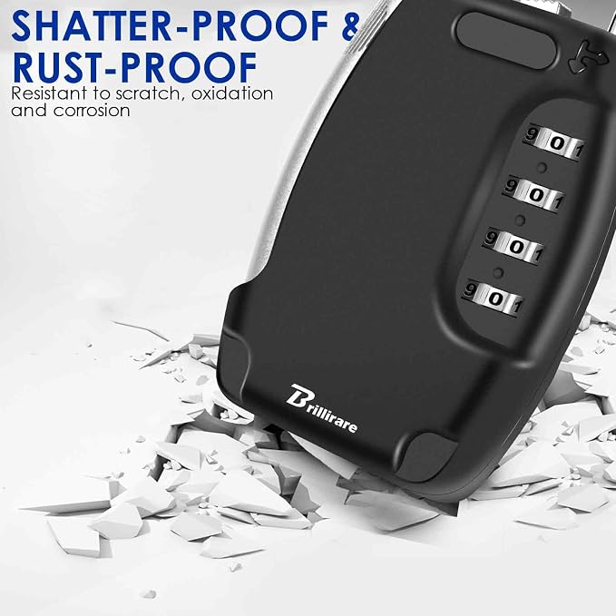 Lockbox Portable, Key Safe Storage Box Alloy, Realtor's Hanging 4 Digits Combination Lock Box Waterproof, Metal Resettable Key Hider for Home, House Keys, Vacation Rentals-Black - Image 6