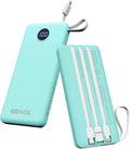 Portable Charger with Built in Cables, 10000mAh Power Bank, Battery Pack | 1 Pack, Slim, Travel Essentials, 4 Output 2 Input, for iPhone 17/16/15/14/13,Samsung, Android, etc-Green by EEIVOL