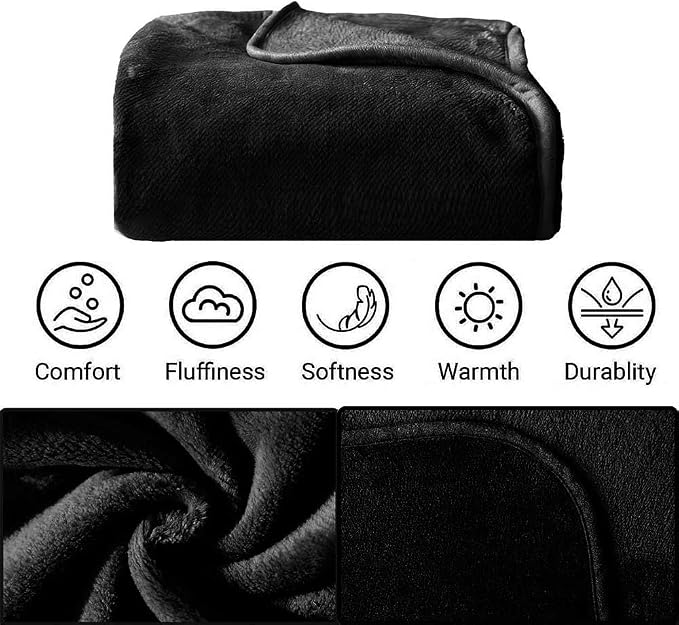 Travel Blanket Pillow, Soft Airplane Blanket 2-in-1, Travel Blanket Airplane Compact with Bag, Travel Essentials Accessories for Plane and Car,60x40 Black - Image 5