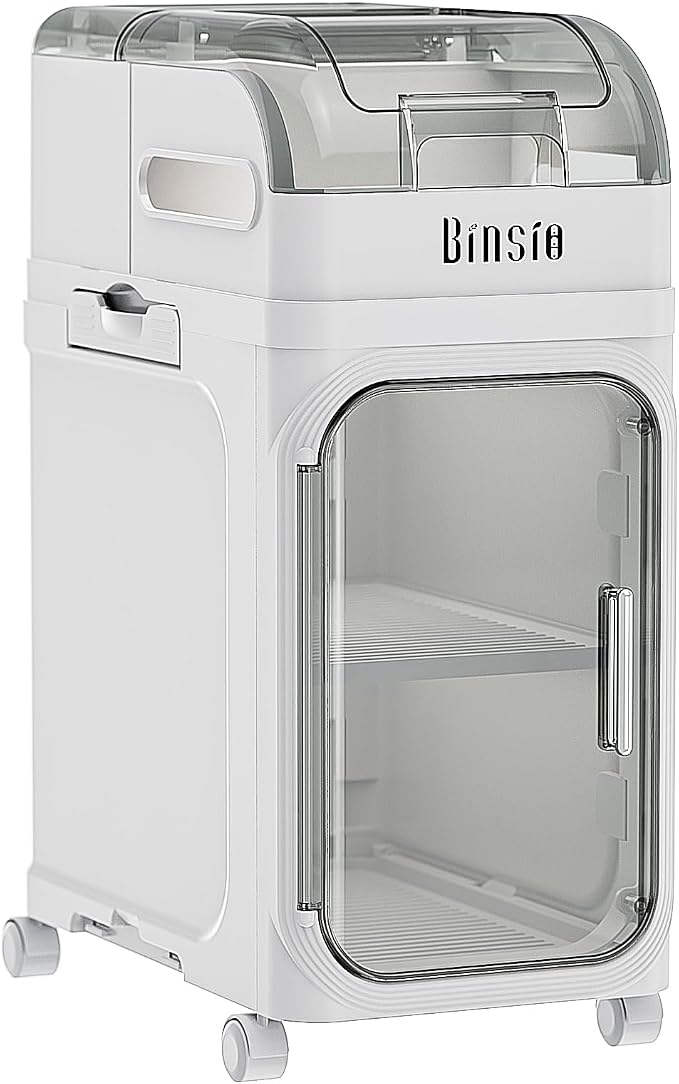 BINSIO 2-Tier Bathroom Counter Storage Cabinet, Slim Vanity Organizer with Clear Doors, Small Bathroom Storage Cabinet with Built-in Tissue Storage for Toiletries, Wipes and Bathroom Essentials by BINSIOStorageOrganizer