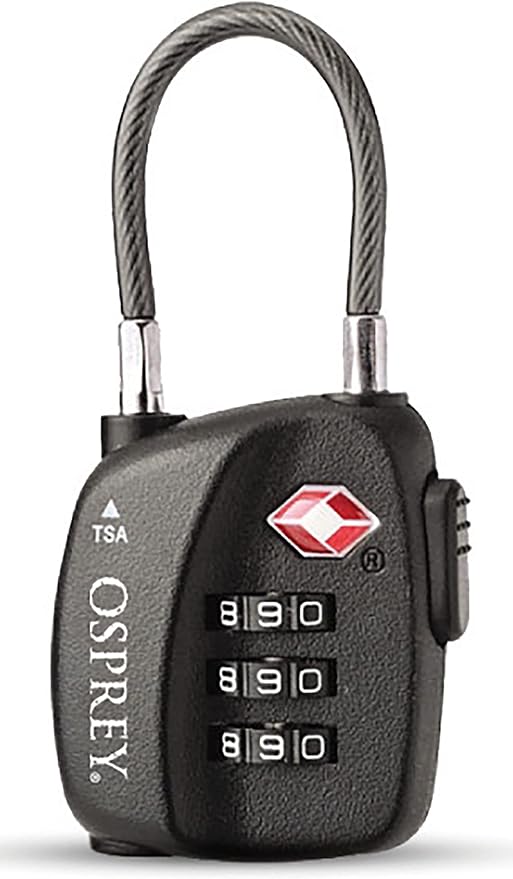 Osprey TSA Approved 3 Dial Cable Luggage Lock, Black - Image 2