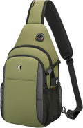 Tactical Sling Bag for Men & Women, Water Resistant Anti-Theft Crossbody Bag Mini Backpack with Water Bottle Pocket, Travel Hiking Chest Pack Fits 11 inch iPad, Switch 2, Army Green | Mens Crossbody Bag by baaob