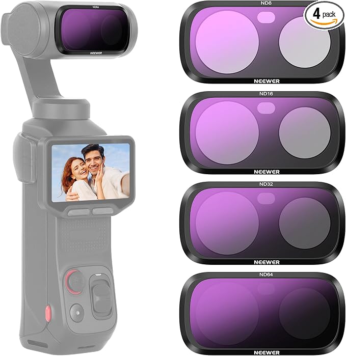 NEEWER ND Filter Set Compatible with Insta360 Luna Ultra Only, ND8 + ND16 + ND32 + ND64 HD Neutral Density Gimbal Action Camera Lens Filter Photography Accessories Kit, FL-L01 by Neewer