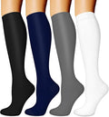 Compression Socks for Women & Men Circulation (4 Pairs) 15-20 mmHg is Best Support for Nurses Running Hiking Travel by BLONGW