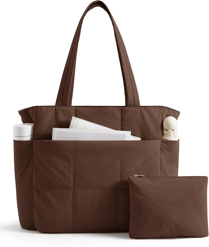 LIGHT FLIGHT Tote Bag for Women, 2-Pc Puffy Tote Bag Set with Compartments, Lightweight Large Shoulder Handbags for Travel by LIGHTFLIGHT