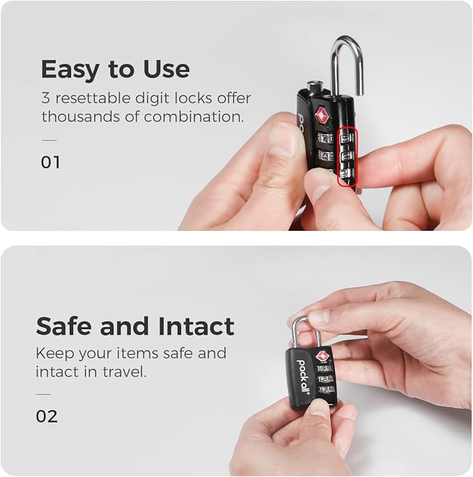pack all TSA Approved Travel Luggage Locks, Resettable 3-Digit Code | Open Alert Indicator, Zinc Alloy Body, Clear Number Dials, For Suitcase, Toolbox, Backpack, 4 Pack - Image 6